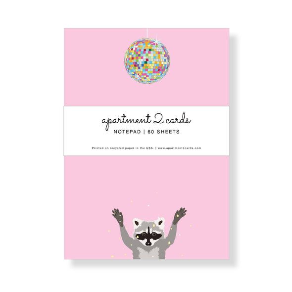 Apartment 2 Cards - Disco Raccoon 4.75x6.5" Notepad